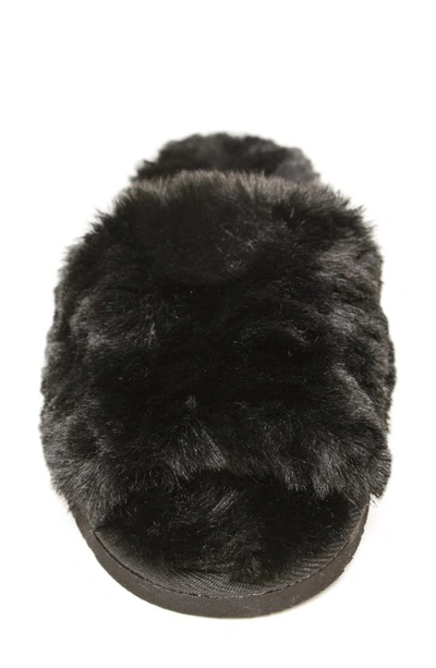 Shop Minnetonka Eileen Faux Fur Slide Slipper In Black