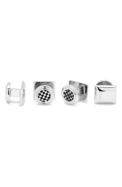 Cufflinks, Inc Checkerboard Studs In Black