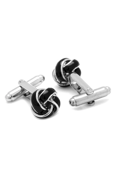 Cufflinks, Inc . Black And Silver Knot Cuff Links & Studs Set In Silver