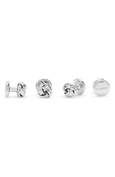 Cufflinks, Inc . Black And Silver Knot Cuff Links & Studs Set In Silver