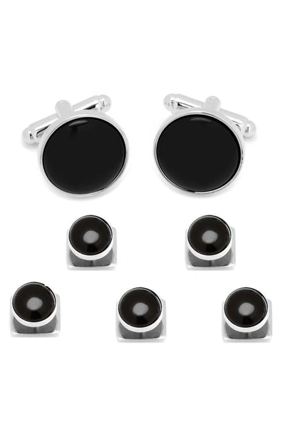 Cufflinks, Inc Men's 5-piece Silver And Onyx Cufflink & Stud Set In Black