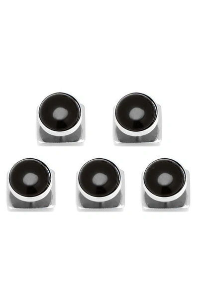 Cufflinks, Inc Men's 5-piece Silver And Onyx Cufflink & Stud Set In Black
