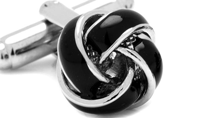 Cufflinks, Inc . Black And Silver Knot Cuff Links & Studs Set In Silver