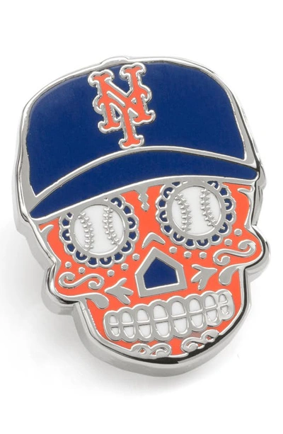 Shop Cufflinks, Inc Mlb New York Mets Sugar Skull Lapel Pin In Orange