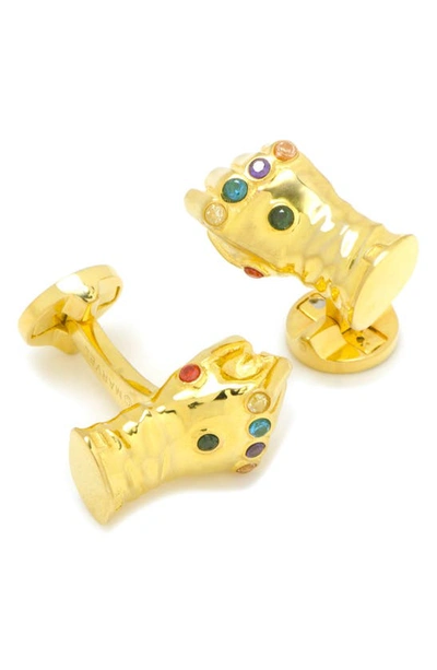 Cufflinks, Inc Marvel 3d Thanos Infinity Gold-plated Gauntlet Cufflinks In Gold