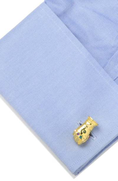 Cufflinks, Inc Marvel 3d Thanos Infinity Gold-plated Gauntlet Cufflinks In Gold