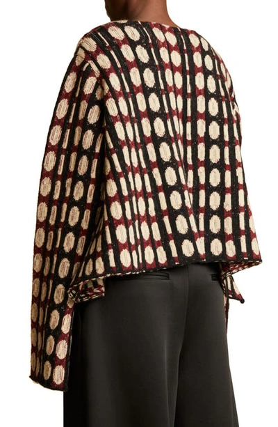 Shop Khaite Willow Jacquard Dot V-neck Cashmere Sweater In Burgundy Multi