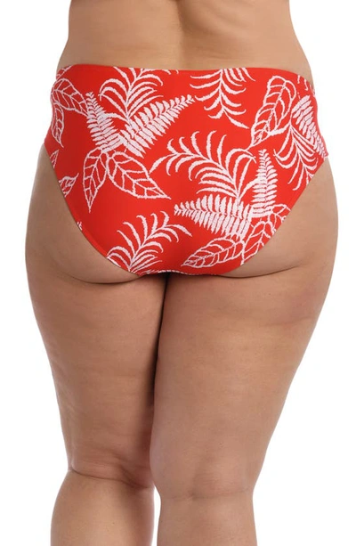 Shop La Blanca Tapestry Shirred Banded Hipster Bikini Bottoms In Cherry