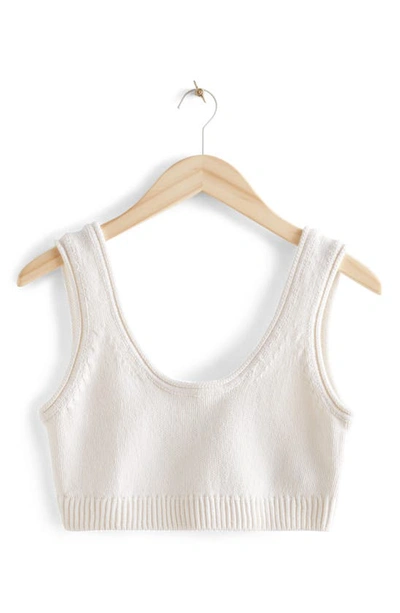 & Other Stories Crop Cotton Blend Sweater Tank In White