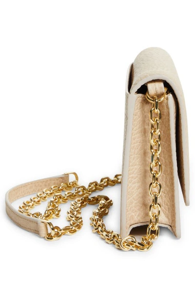 Shop Maison Margiela Large Leather Wallet On A Chain In Cashmere