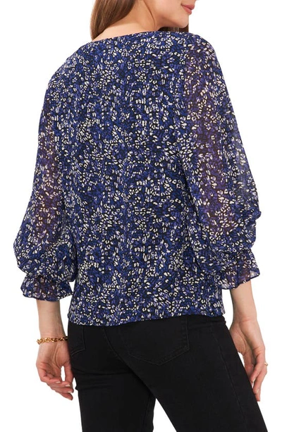 Shop Vince Camuto Animal Print Balloon Sleeve Blouse In Imperial Blue