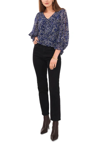 Shop Vince Camuto Animal Print Balloon Sleeve Blouse In Imperial Blue