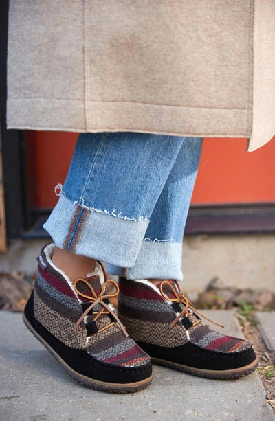 Minnetonka Torrey Faux Fur Lined Slipper Bootie In Black Multi