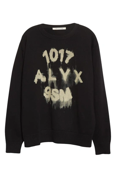 Shop Alyx Crewneck Cotton Logo Sweater In Black