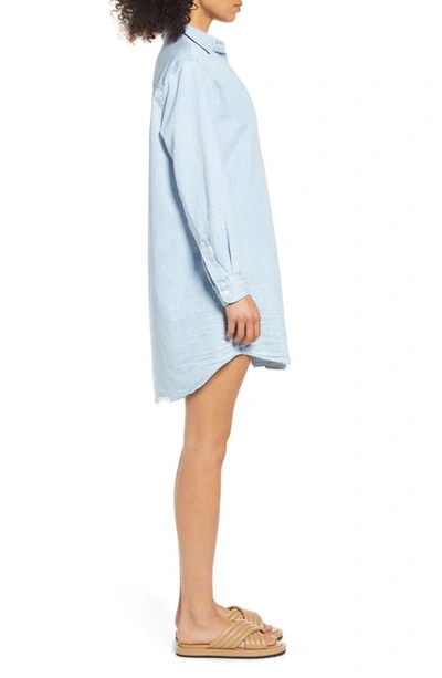 Shop Frank & Eileen Mary Long Sleeve Cotton Shirtdress In Classic Blue/ Tattered Wash