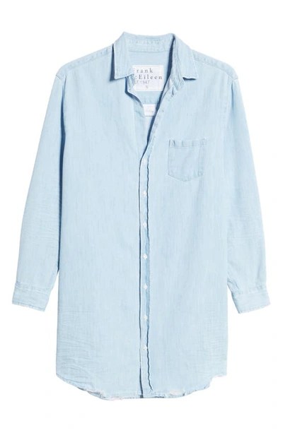 Shop Frank & Eileen Mary Long Sleeve Cotton Shirtdress In Classic Blue/ Tattered Wash