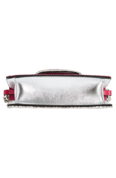 Shop Valentino Locò Crystal Embellished Beaded Shoulder Bag In Crystal Magenta/ Silver/ Pink