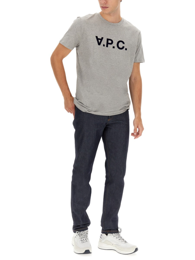 Shop Apc Crewneck T-shirt In Grey