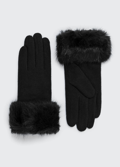 Shop Pia Rossini Monroe Touch Screen Gloves W/ Faux-fur Cuffs In Bla001 Black