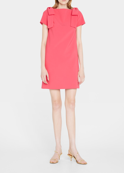 Shop Carolina Herrera Bow Detail Shift Dress In Azalea