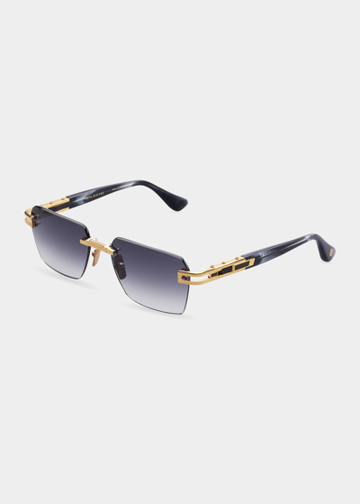 Shop Dita Men's Meta Evo One Rimless Rectangle Sunglasses In Gold Ink Swirl