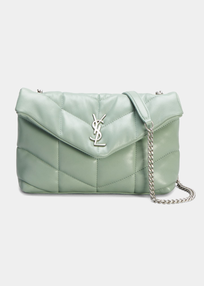 Shop Saint Laurent Loulou Ysl Mini Quilted Crossbody Bag In Green