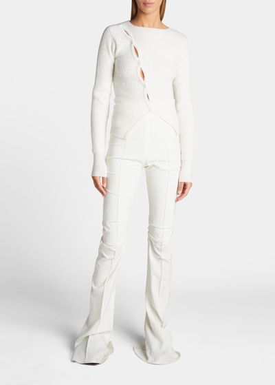 Shop Jacquemus Pau Alpaca-blend Asymmetric Button Sweater In Off-white