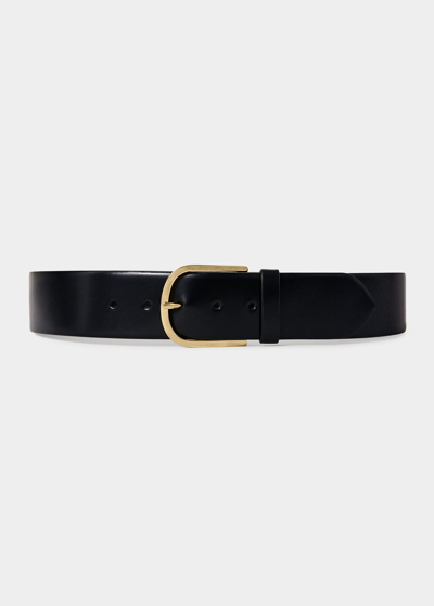 Shop Totême Wide Trouser Leather Belt In Black 200