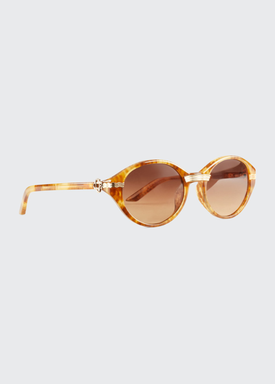Shop Casablanca Men's Cannes Aviator Acetate Sunglasses In Gold/brown
