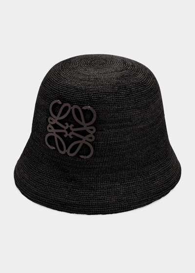 Loewe Anagram Raffia Bucket Hat In 1100 Black | ModeSens