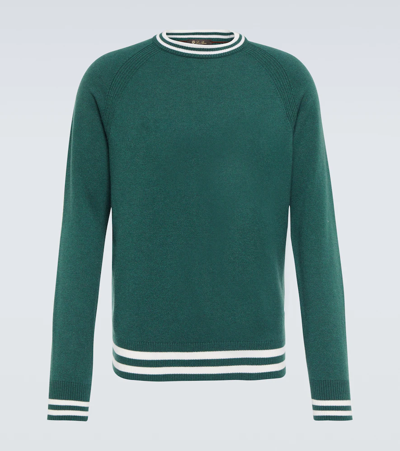 Loro Piana Men's Girocollo Wallace Cashmere Crewneck Sweater In Fir Forest Melange