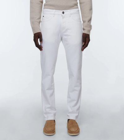 Shop Loro Piana Quarona Mid-rise Slim Jeans In White