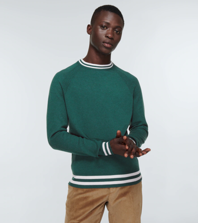 Loro Piana Men's Girocollo Wallace Cashmere Crewneck Sweater In Fir Forest Melange