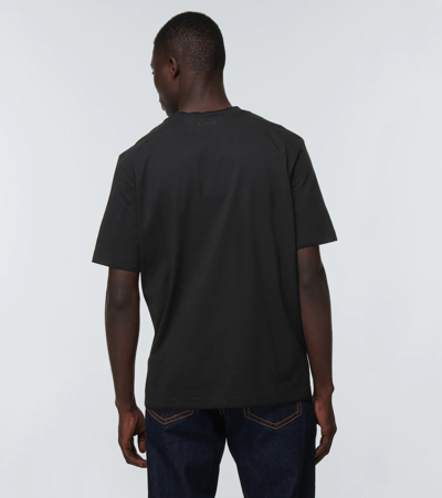 Shop Lanvin Logo Embroidered Cotton T-shirt In Black