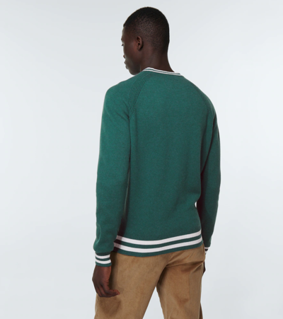 Loro Piana Men's Girocollo Wallace Cashmere Crewneck Sweater In Fir Forest Melange