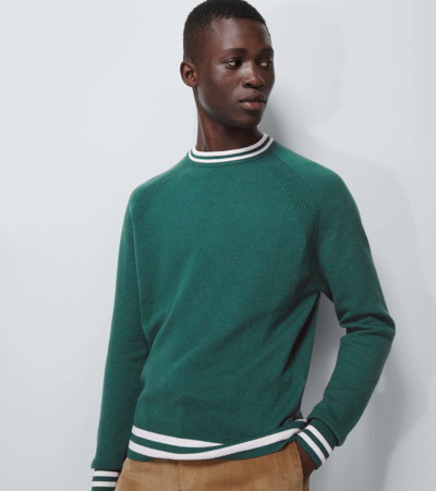 Loro Piana Men's Girocollo Wallace Cashmere Crewneck Sweater In Fir Forest Melange