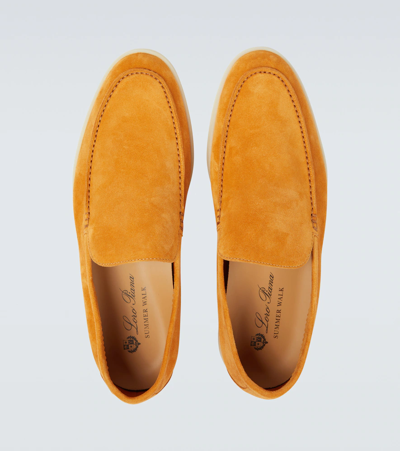 Shop Loro Piana Summer Walk Suede Moccasins In Primula Yellow