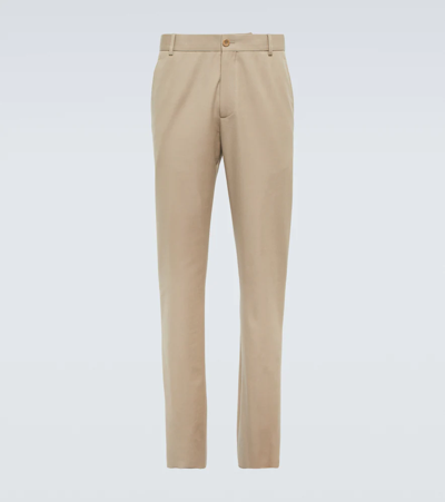 Shop Loro Piana Cotton And Wool Chinos In Light Desert Sand