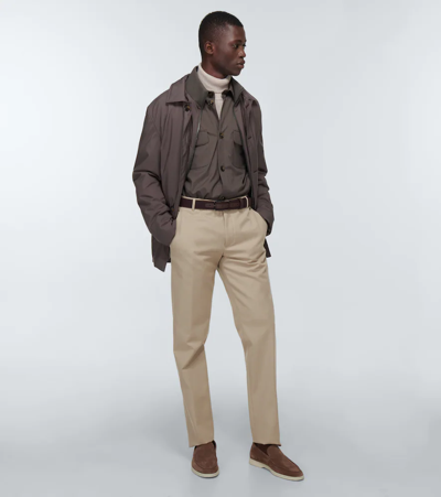 Shop Loro Piana Cotton And Wool Chinos In Light Desert Sand