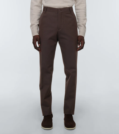 Shop Loro Piana Cotton And Wool Chinos In Tbc