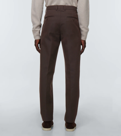 Shop Loro Piana Cotton And Wool Chinos In Tbc