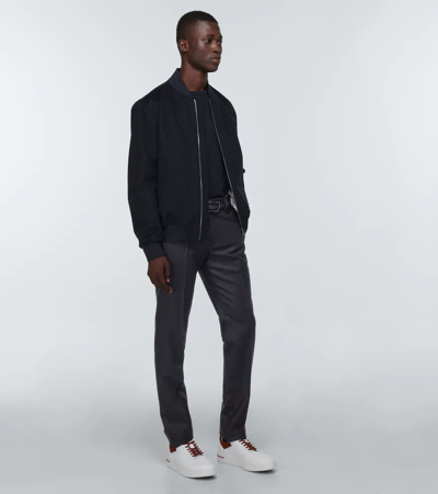 Loro Piana Ivy Cashmere Bomber Jacket In Blue Navy