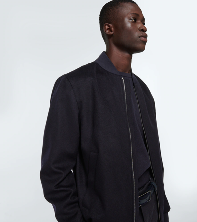 Loro Piana Ivy Cashmere Bomber Jacket In Blue Navy