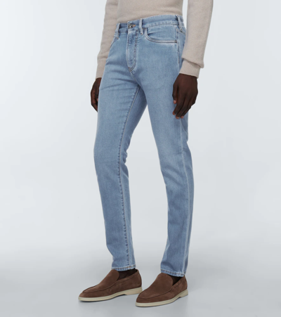 Loro Piana Men's Five-pocket Straight Leg Denim Jeans In Blue