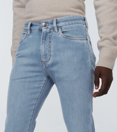 Loro Piana Men's Five-pocket Straight Leg Denim Jeans In Blue