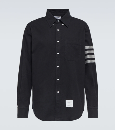 Thom Browne Flannel 4-bar Shirt In Navy