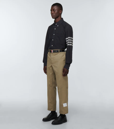 Thom Browne Flannel 4-bar Shirt In Navy