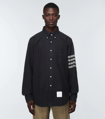 Thom Browne Flannel 4-bar Shirt In Navy