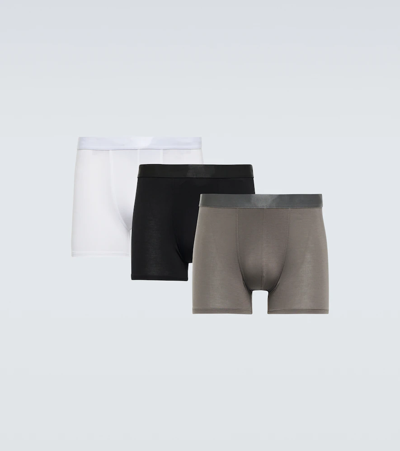 Shop Cdlp Set Of 3 Jersey Boxer Briefs In Black/grey/white