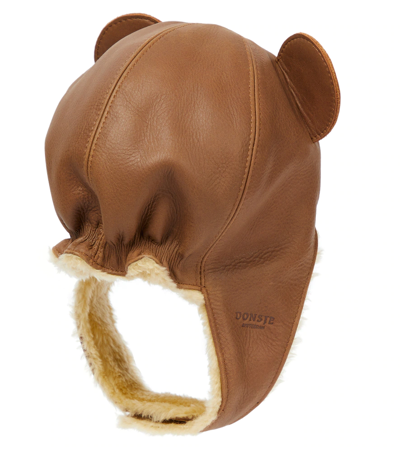 Shop Donsje Kapi Leather Hat In Cognac Classic Leather